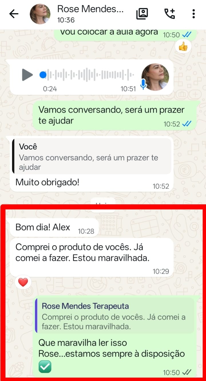 Depoimento de cliente que amou o pack
